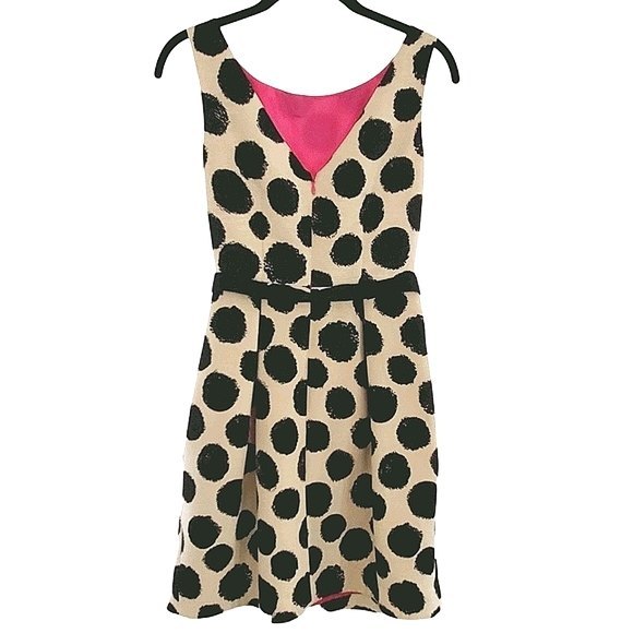 Eliza J Polka Dot Dress  Scoop Neck Pockets Side Zip Size 2P - Picture 2 of 16